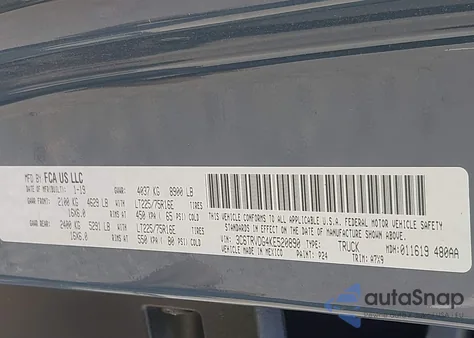 2019 Ram Promaster 2500 High Roof 159 Wb z USA, uszkodzony, nr VIN 3C6TRVDG4KE520890